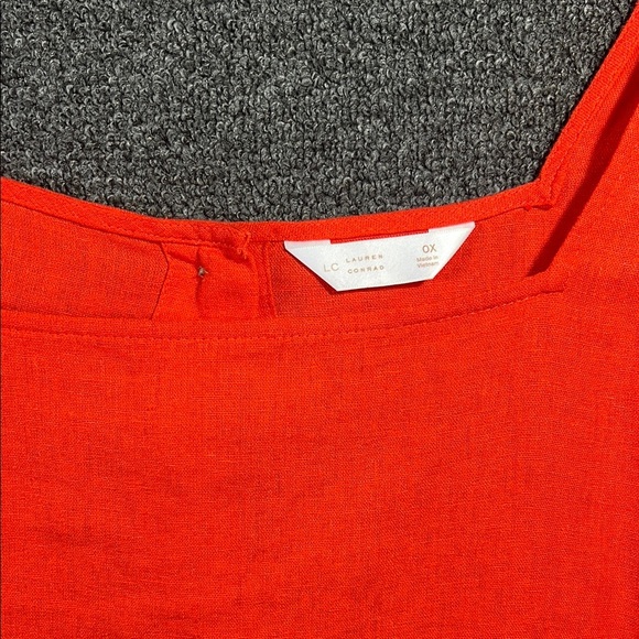 LC Lauren Orange Red High Low Hem Square Neck Tank Top, Plus 0X - Picture 2 of 7